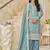 Light teal organza crush heavy thread embroidery with sequins work salwar kameez