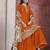 Orange chinon silk heavy thread embroidery, sequins work with printed dupatta top sharara with dupatta