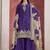 Dark violet chinon silk heavy thread embroidery, sequins work with printed dupatta top sharara with dupatta