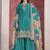 Teal chinon silk heavy thread embroidery, sequins work with printed dupatta top sharara with dupatta