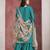 Teal chinon silk heavy thread embroidery, sequins work with printed dupatta top sharara with dupatta