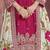 Rani pink chinon silk heavy thread embroidery, sequins work with printed dupatta top sharara with dupatta