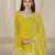 Mustard roman silk heavy thread embroidery, sequins with mirror work salwar kameez
