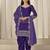 Violet roman silk heavy thread embroidery, sequins with mirror work salwar kameez