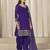 Violet roman silk heavy thread embroidery, sequins with mirror work salwar kameez