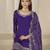 Violet roman silk heavy thread embroidery, sequins with mirror work salwar kameez