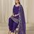 Violet roman silk heavy thread embroidery, sequins with mirror work salwar kameez