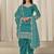 Teal roman silk heavy thread embroidery, sequins with mirror work salwar kameez