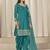 Teal roman silk heavy thread embroidery, sequins with mirror work salwar kameez