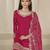 Rani pink roman silk heavy thread embroidery, sequins with mirror work salwar kameez