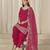 Rani pink roman silk heavy thread embroidery, sequins with mirror work salwar kameez