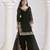 Black roman silk heavy thread embroidery, zari with mirror work salwar kameez