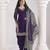 Purple roman silk heavy thread embroidery, zari with mirror work salwar kameez