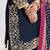 Navy blue roman silk heavy thread embroidery, zari with mirror work salwar kameez