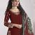 Maroon roman silk heavy thread embroidery, zari with mirror work salwar kameez