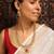 Gold necklace with ruby and pearl accents