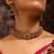 Royal pink kundan choker set with maang tikka and earrings
