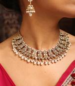 Royal kundan choker set with pearl droplets