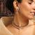 Elegant red stone choker set with pearl detailing