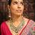 Grand bridal kundan necklace set with red enamel and pearl drops