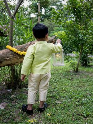 Green embroidered net kurta pyjama 4