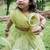 Green embroidered net lehenga