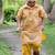 Mustard yellow embroidered cotton kurta pyjama