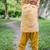 Mustard yellow embroidered cotton kurta pyjama