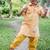 Mustard yellow embroidered cotton kurta pyjama