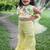 Yellow embroidered chiffon sharara