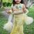 Yellow embroidered chiffon sharara