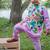 Multicolor printed satin nehru jacket set