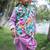 Multicolor printed satin nehru jacket set