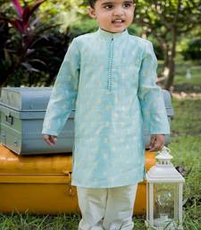 Green printed cotton kurta pyjama