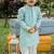 Green printed cotton kurta pyjama