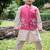 Pink embroidered cotton silk nehru jacket set