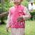 Pink embroidered cotton silk nehru jacket set