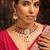 Traditional red stone choker necklace set with pearls and maang tikka