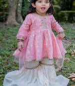 Pink embroidered cotton sharara