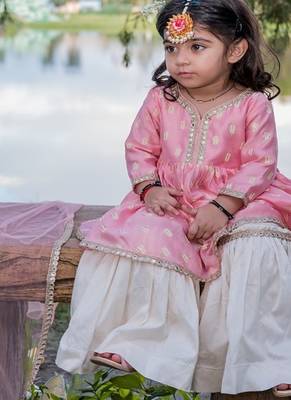 Pink embroidered cotton sharara 2