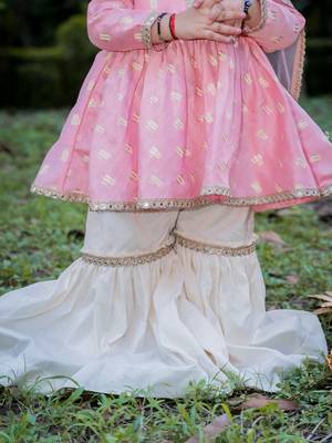 Pink embroidered cotton sharara 4