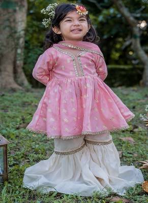 Pink embroidered cotton sharara 5