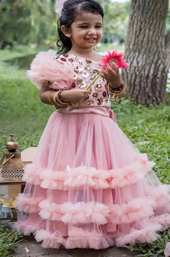Pink embroidered net co ord set