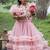 Pink embroidered net co ord set