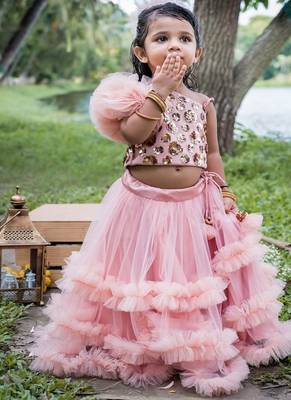 Pink embroidered net co ord set 1