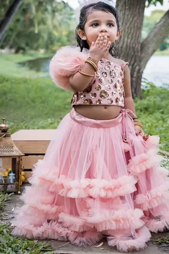 Pink embroidered net co ord set