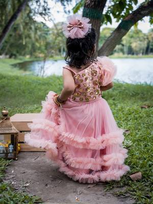 Pink embroidered net co ord set 4