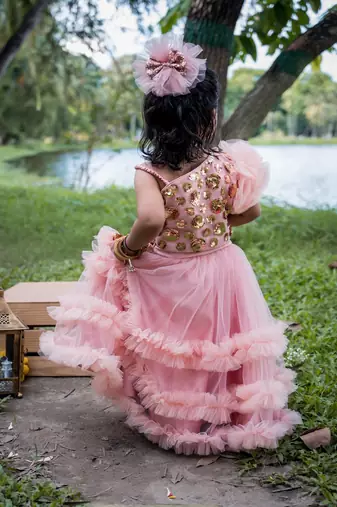 Pink embroidered net co ord set