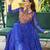 Royal blue bandhani flair navratri gown with kutchi patchwork