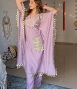 Lavender luxe chinon silk kaftan set